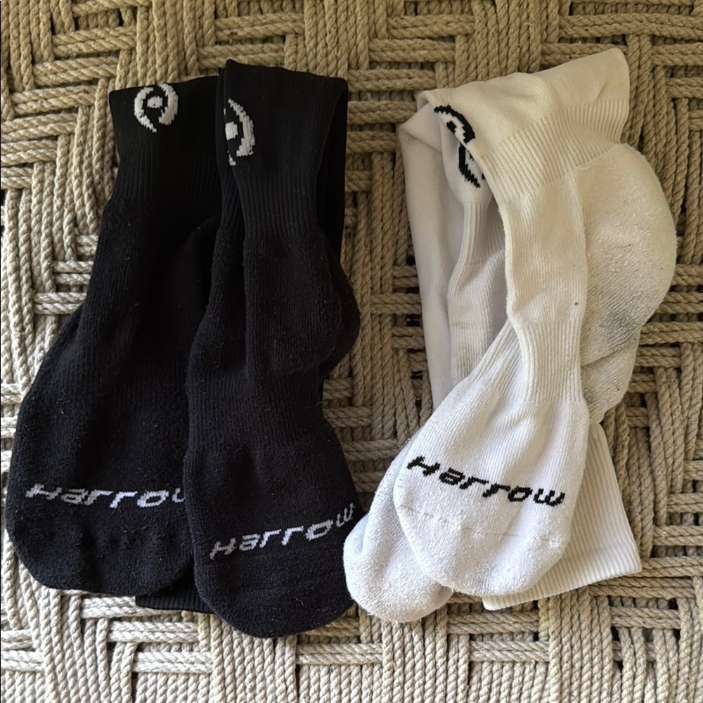 Harrow Women M Field Hockey Socks Black White Pairs Knee High